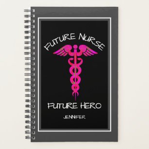 Agenda Personalized Future Nurse Medical Pink Caduceus