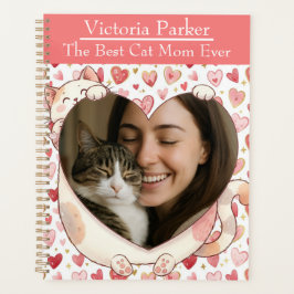 Agenda Personalized Heart Cat Hug Photo Planner 