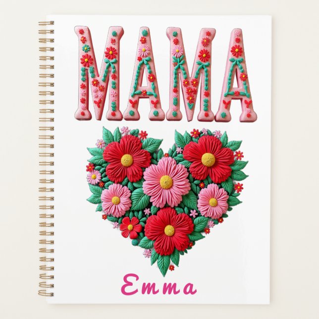 Agenda Personalized Mama Heart Floral Custom Gift (Frente)
