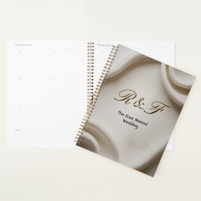 Agenda Personalized Monogram Suite | Luxe Linen Wedding (Exibição)