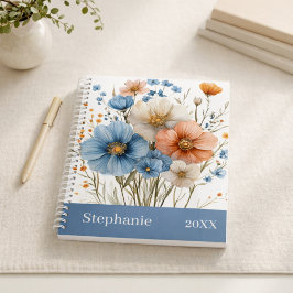 Agenda Personalized Name & Year Blue Wildflower