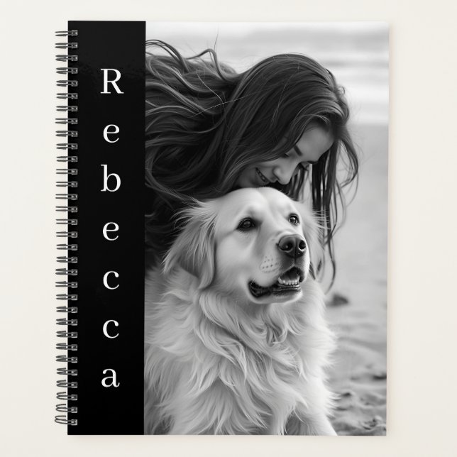 Agenda Personalized Photo and Name Black and White (Frente)