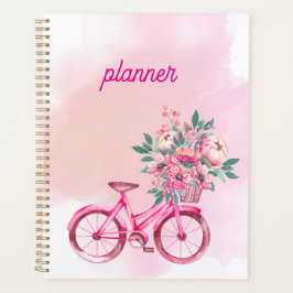 Agenda Personalized Pink Floral Bicycle Weekly Planner