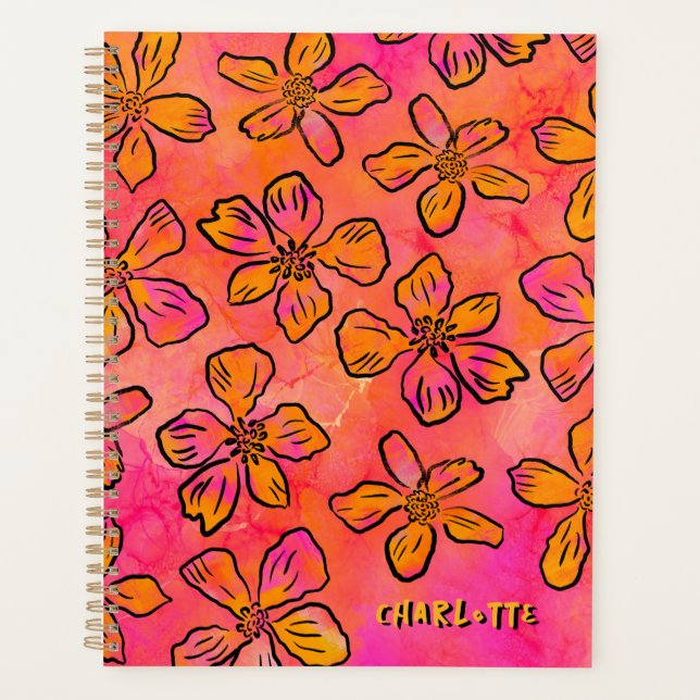 Agenda Personalized Pink Floral Pop Art (Frente)