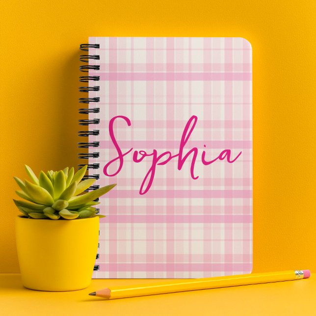 Agenda Personalized Pink Plaid Planner with Name  (Criador carregado)