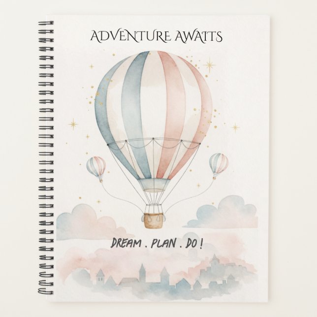 Agenda Personalized Red/Blue Stripe Hot Air Balloon (Frente)