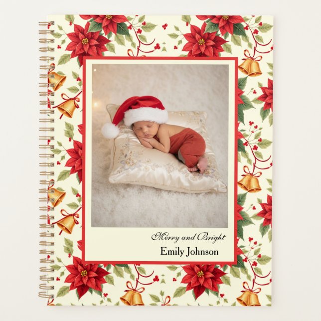 Agenda Personalized Retro Christmas Floral Stationery  (Frente)