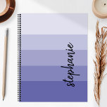 Agenda Personalized Signature Color Block Periwinkle<br><div class="desc">This trendy modern design features five color block stripes in gradient tints from light to medium periwinkle. Personalize it with your name in vertical black signature handwriting script.</div>