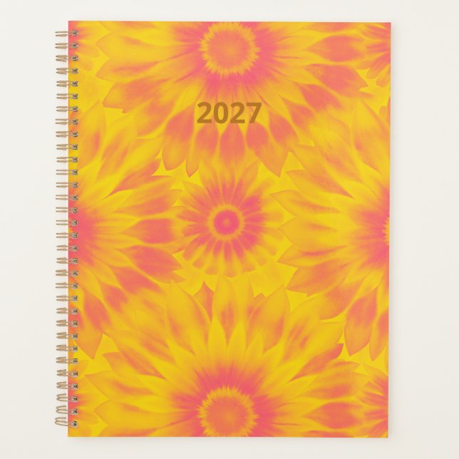 Agenda Personalized Vibrant Sunflower Tie-Dye Art (Frente)
