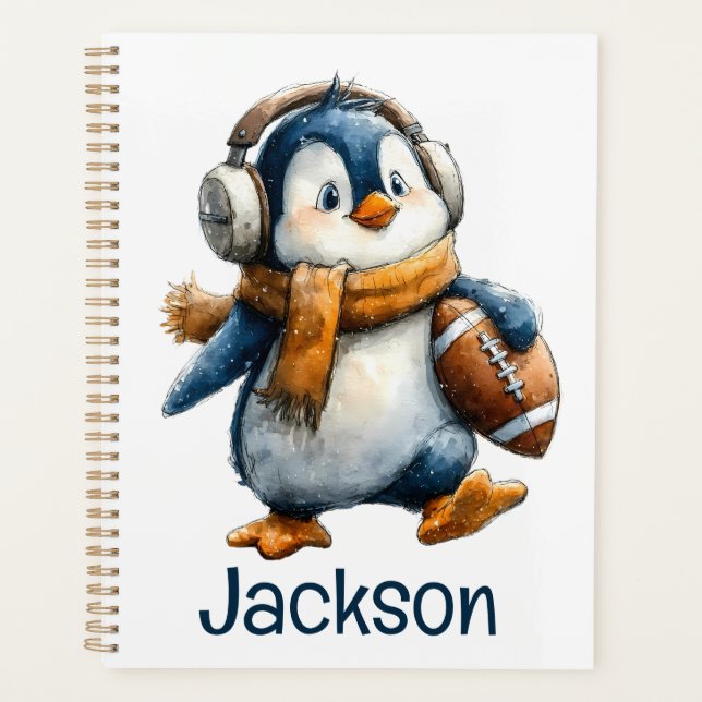 Agenda Personalized Winter Penguin Football Kid (Frente)