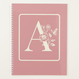 Agenda Pêssego Branco iniciais do monograma nome minimali