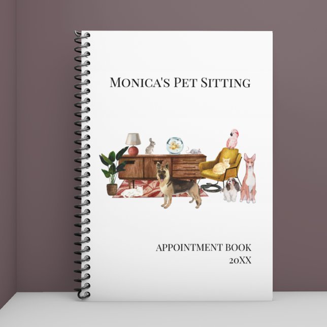 Agenda Pet Sitting Dog Cat Treinando Pets Aquarela (Criador carregado)