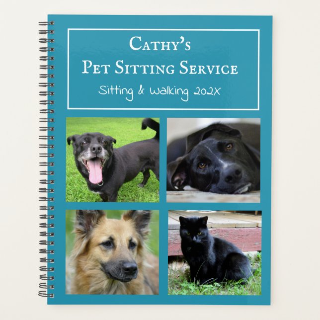 Agenda Pet Sitting Dog Walking Service Foto Personalizada (Frente)
