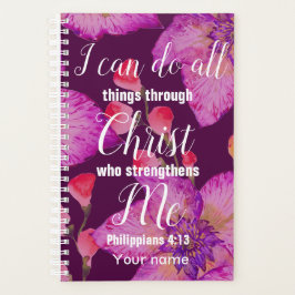 Agenda Philippians 4:13 Bíblia Verse Floral Christian