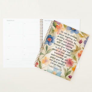 Agenda Philippians 4:6-7 Christian Bíblia Verse Watercolo