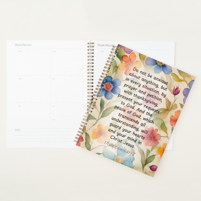 Agenda Philippians 4:6-7 Christian Bíblia Verse Watercolo (Exibição)