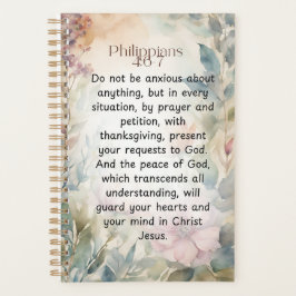 Agenda Philippians 4:6-7 Christian Bíblia Verse Watercolo