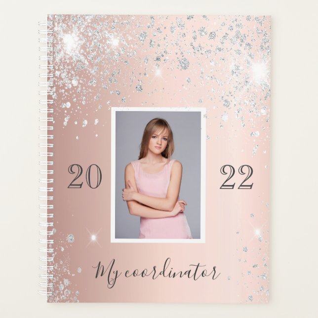 Agenda Photo rosa gold glitter 2025 (Frente)