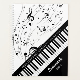 Agenda Piano de Notas de Música Personalizadas Nome do Sc