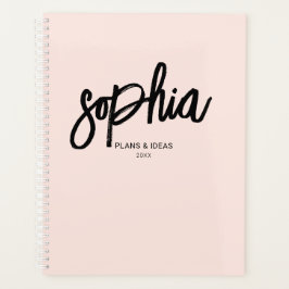 Agenda Pincel de Placa Rosa-Blush de Caligrafia Girly Blu