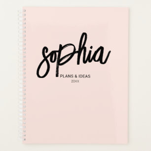 Agenda Pincel de Placa Rosa-Blush de Caligrafia Girly Blu
