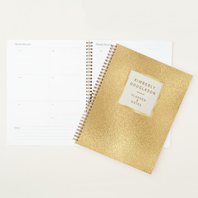 Agenda Pincel Dourado Moderno Emoldurado (Exibição)