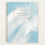 Agenda Pincel Moderno Trave Azul Aqua<br><div class="desc">Este notebook personalizado,  na moda,  apresenta um moderno pincel pintado em azul claro / aqua e branco. Fácil de personalizar com seu próprio texto para qualquer uso! Para obter informações sobre design ou produtos,  entre em contato comigo (Tracey) em orabellaprints@outlook.com.</div>