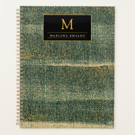 Agenda Pincel Verde Elegante com ouro e preto