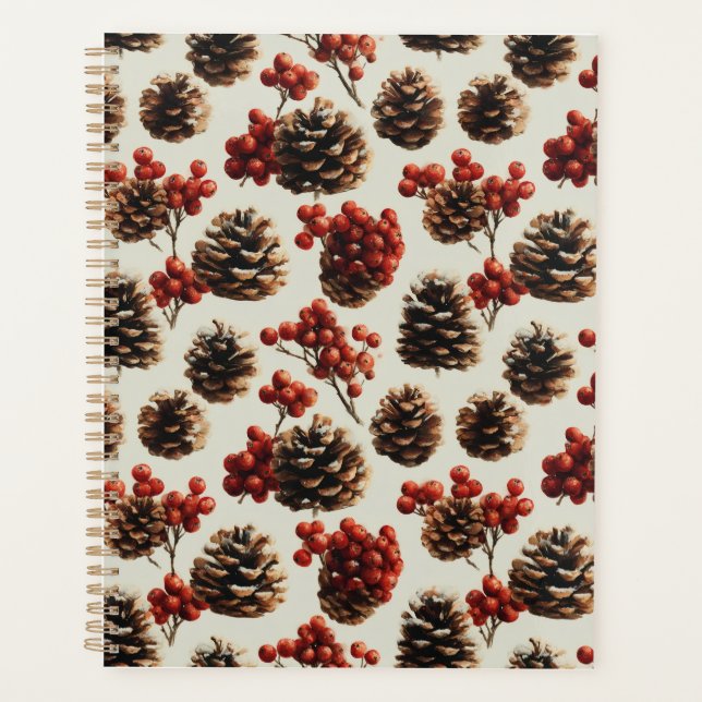 Agenda Pine Cones e Red Berries Padrão de inverno (Frente)