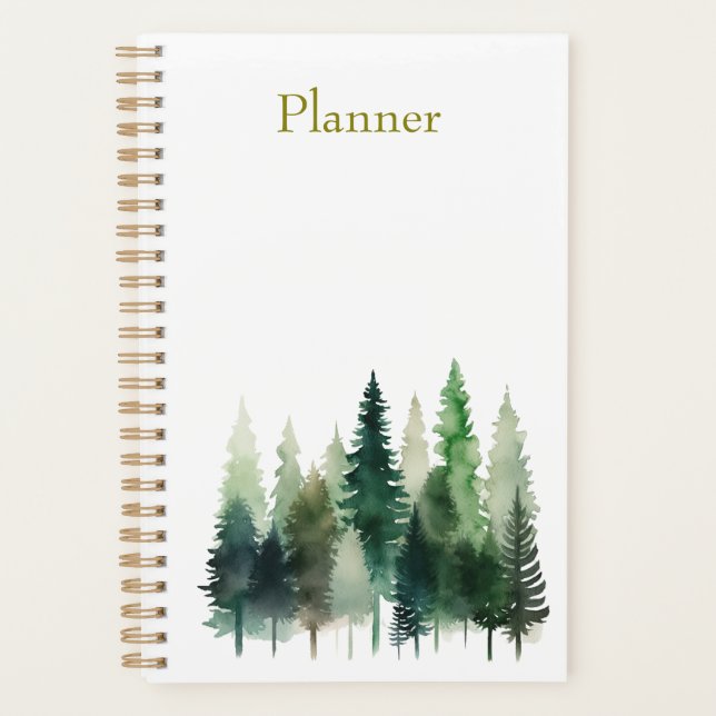 Agenda Pine Trees Watercolor Annual Planner  (Frente)