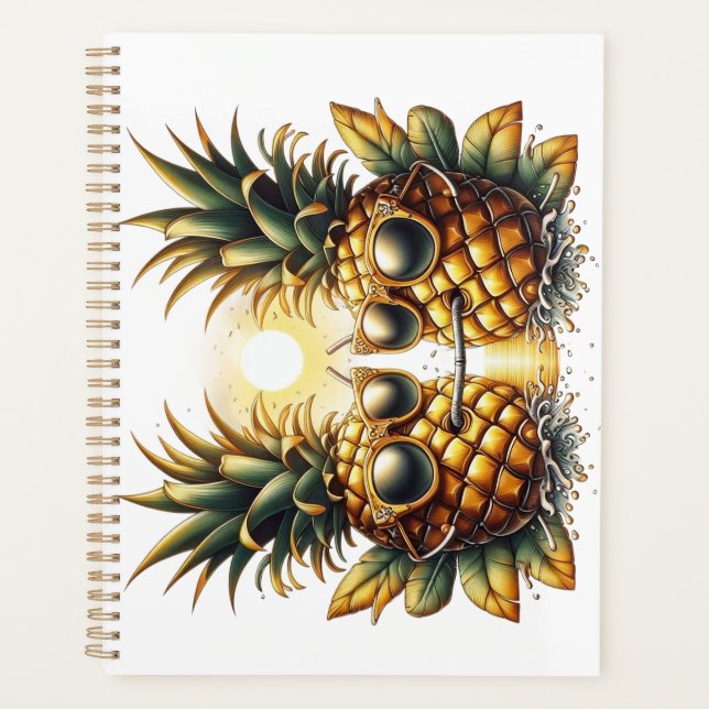 Agenda Pineapple Planner: Duas Ananas Engraçadas (Frente)