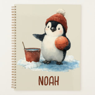 Agenda Pinguim de Basquete de Inverno Personalizado para 