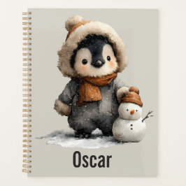 Agenda Pinguim de Inverno com Desenho de Boneco de Neve
