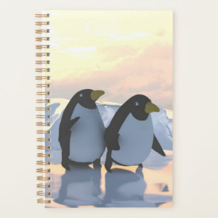 Agenda pinguins se resfriando em um bote de gelo