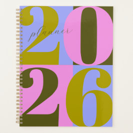 Agenda Pink and Greens Bold Year Color Block Planner