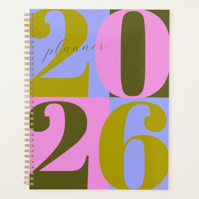 Agenda Pink and Greens Bold Year Color Block Planner (Frente)
