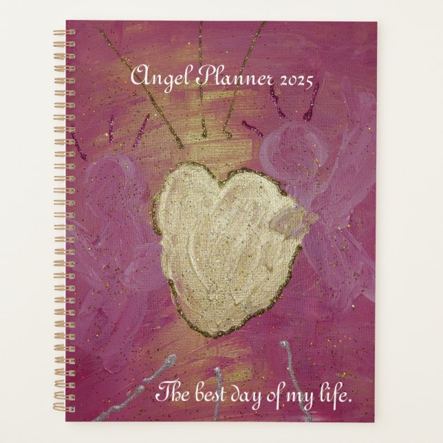 Agenda Pink angel gold heart planner (Frente)