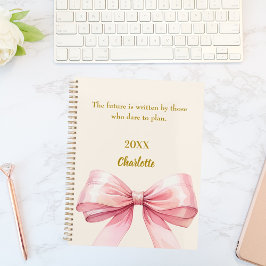Agenda Pink bow beige cream inspirational quote 2026