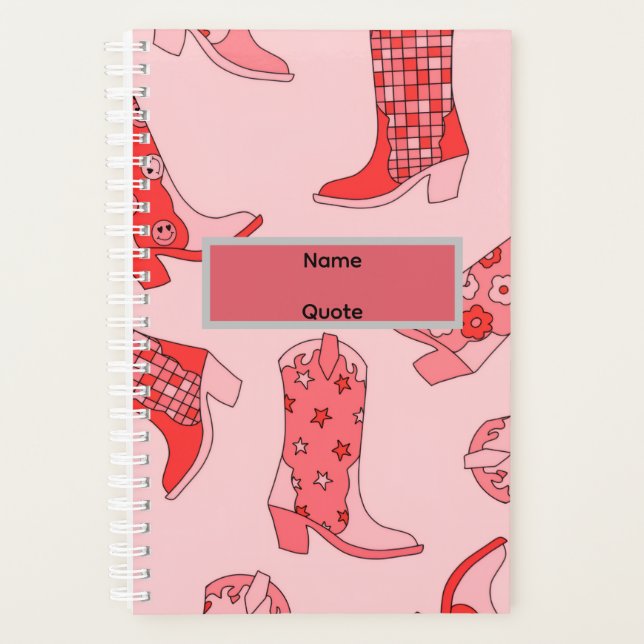 Agenda Pink Cowgirl Boot Spiral Bound  (Frente)