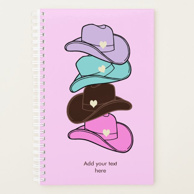 Agenda Pink de Chapéu de Cowboy Moderno (Frente)