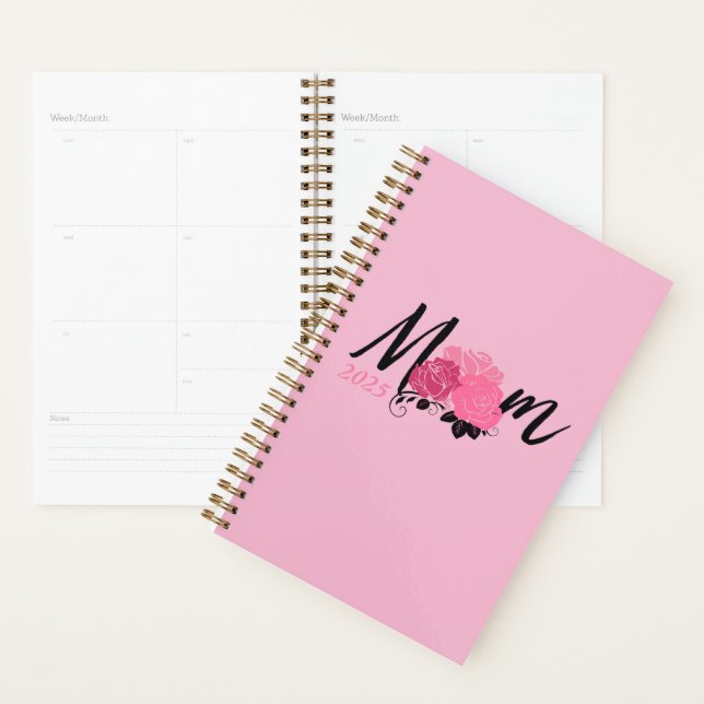Agenda Pink Dourado caderno espiralado para a mãe (Exibição)