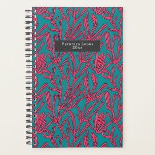 Agenda Pink e Padrão de Chá de Coral abstrato