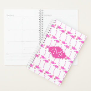 Agenda Pink Flamingo Pattern Monograma