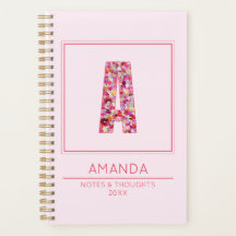 Pink Floral Girly Month Name Letter A