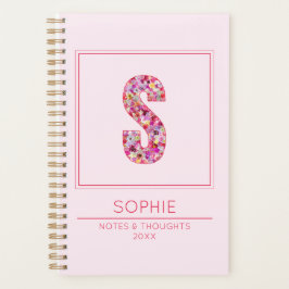 Agenda Pink Floral Monogrammed Name Letter S