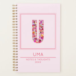 Agenda Pink Floral Monogrammed Name Letter U