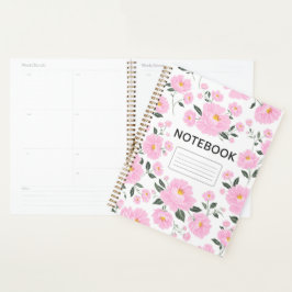 Agenda Pink Floral Notebook Cover | Elegant Rose Flower 