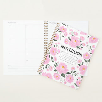Agenda Pink Floral Notebook Cover | Elegant Rose Flower 