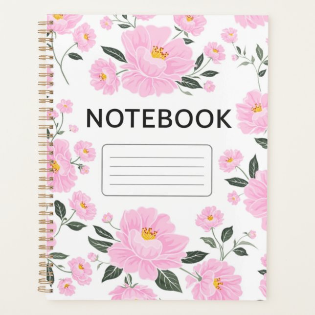 Agenda Pink Floral Notebook Cover | Elegant Rose Flower J (Frente)