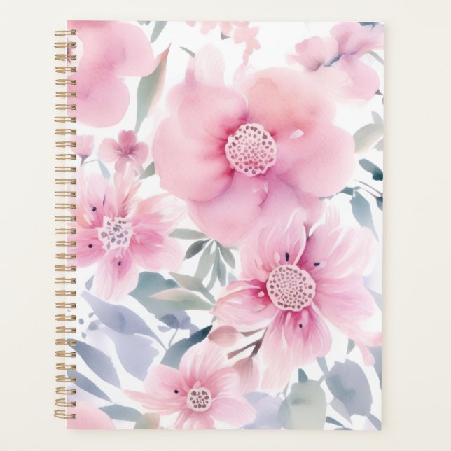 Agenda Pink Floral Watercolor  (Frente)